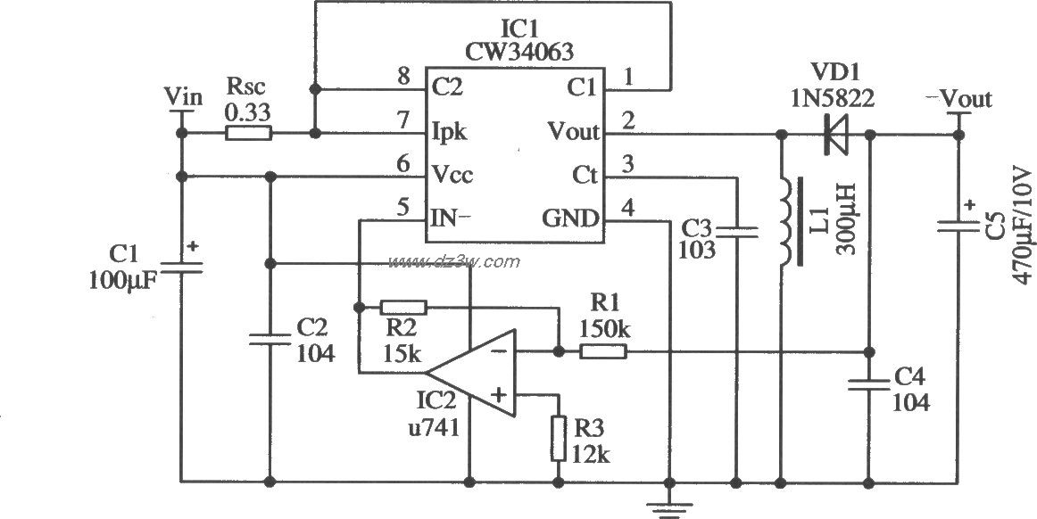 改變輸出極性的應用電路(CW34603)