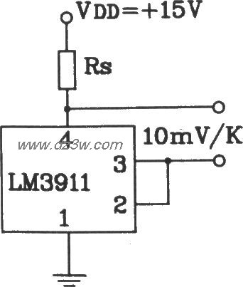 由LM3911單片溫度控制集成電路構成單電源測溫電路