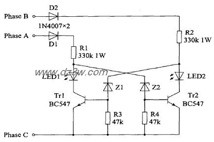 三相交流電相序指示電路圖