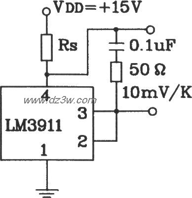 由LM3911單片溫度控制集成電路構成電容性負載測溫電路